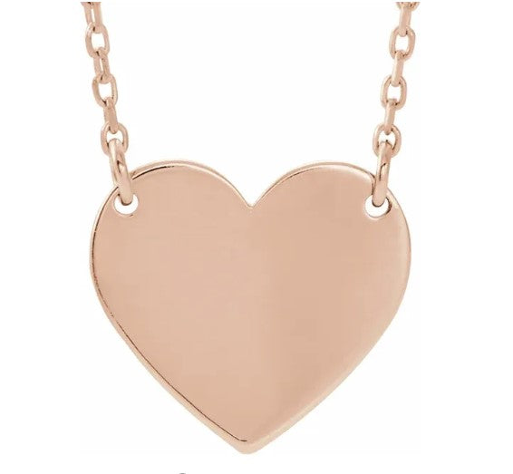 14k Rose Gold Engravable Heart Necklace
