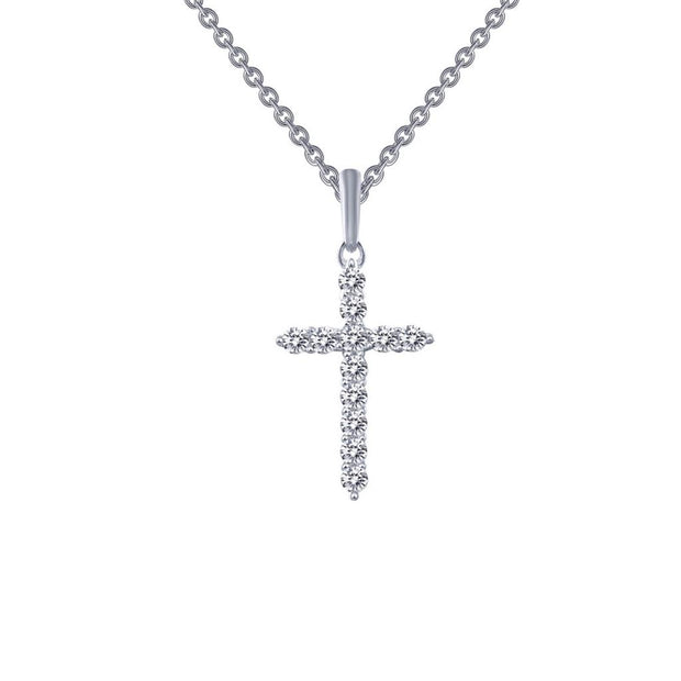 Sterling Silver Simulated Diamond Cross Necklace by Lafonn