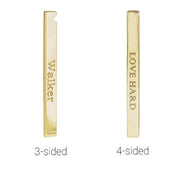 14k Yellow Gold Engravable 4 Sided Vertical Bar Necklace
