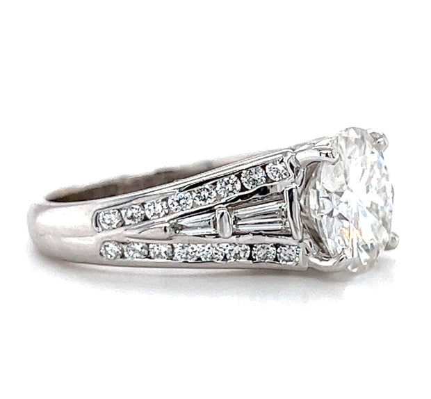 14k White Gold Lab Created Moissanite & Natural Diamond Engagement Ring by Rego Designs