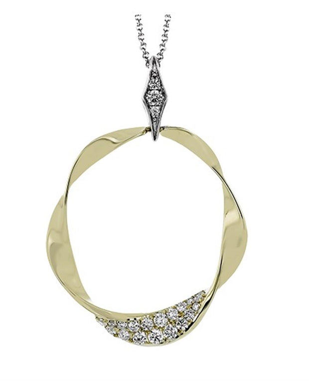 14k Yellow & White Gold Open Circle Diamond Fashion Necklace by Zeghani