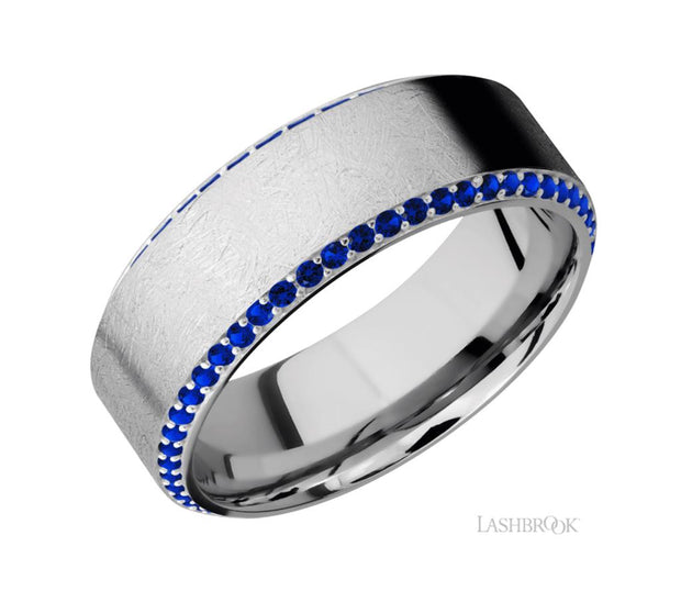 14k White Gold & Blue Sapphire Eternity Wedding Band by Lashbrook Designs