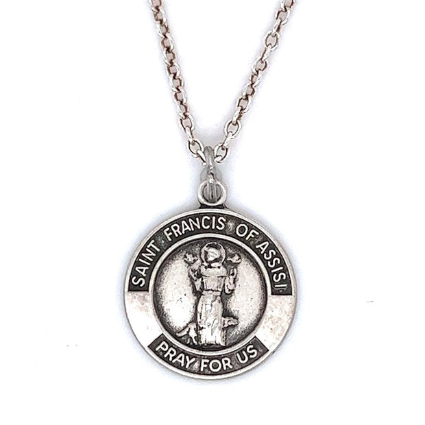 Sterling Silver St. Francis Medal Necklace