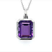 14k White Gold Amethyst Solitaire Necklace by Zeghani