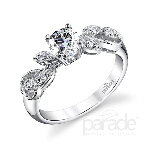18k White Gold Floral Inspired Diamond Engagement Ring by Parade Designs