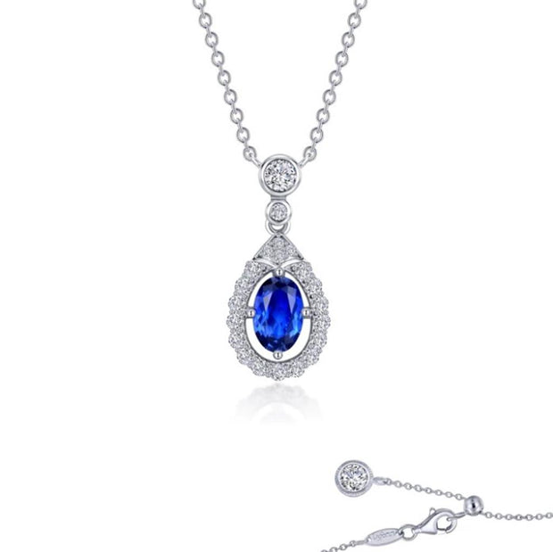 Sterling Silver Lab Grown Blue Sapphire & Simulated Diamond Necklace by Lafonn