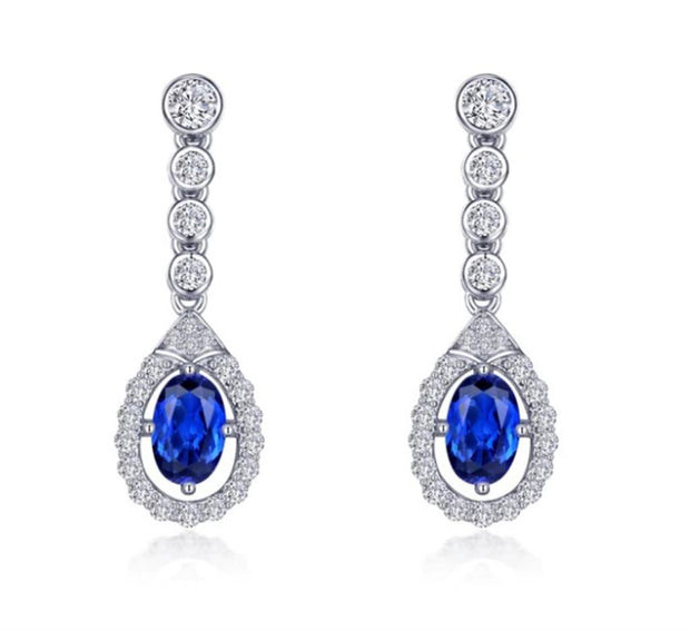 Sterling Silver Lab Grown Blue Sapphire & Simulated Diamond Earrings by Lafonn