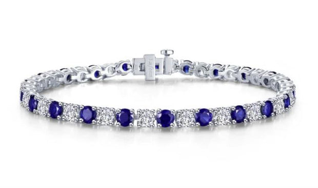Sterling Silver Lab Created Blue Sapphire & Simulated Diamond Tennis Bracelet by Lafonn
