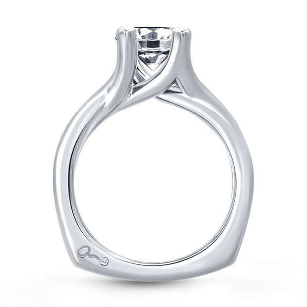 18k White Gold Urban Vine Signature Bubble Solitaire Engagement Ring by A. JAFFE