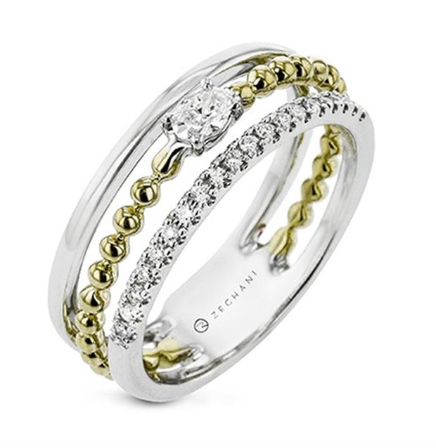 14k White & Yellow Gold Oval Diamond Fashion Ring by Zeghani