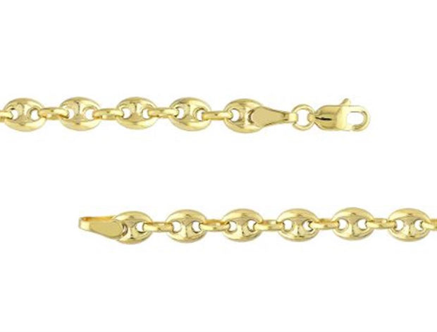 14k Yellow Gold Puff Mariner Link Chain Necklace