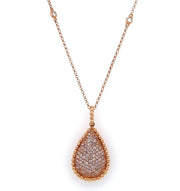 18k Rose Gold Pear Shape Pave Fancy Light Pink Diamond Fashion Necklace