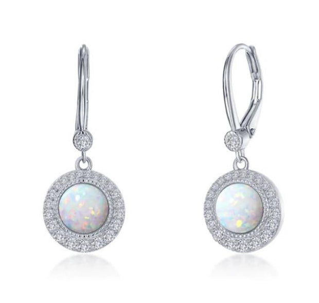 Sterling Silver Simulated Opal & Diamond Dangle Earrings by Lafonn