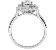 14k White Gold Double Swirl Halo Diamond Engagement Ring