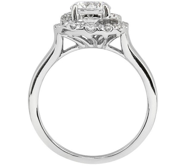 14k White Gold Double Swirl Halo Diamond Engagement Ring by Rego Designs