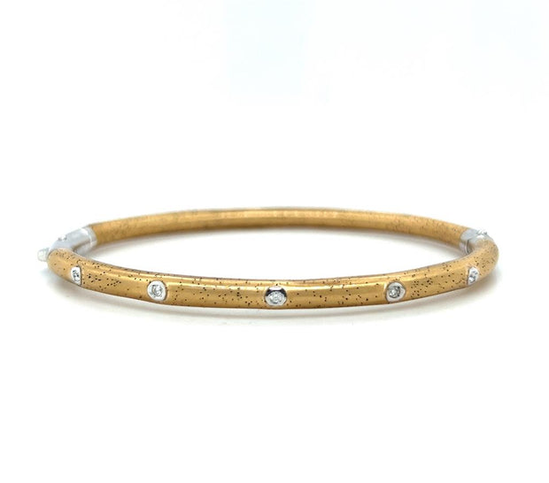 Sterling Silver Gold Enamel & Diamond Bangle Bracelet by SOHO