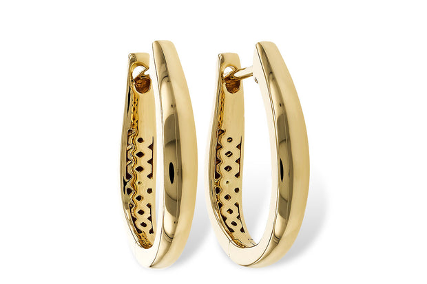14k Yellow Gold Oval Metal Fashion Hoop Earrings by Allison Kaufman