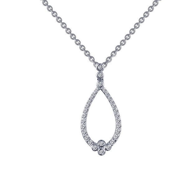 Sterling Silver Simulated Diamond Open Teardrop Necklace by Lafonn