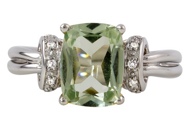 14k White Gold Prasiolite & Diamond Fashion Ring by Rego Designs