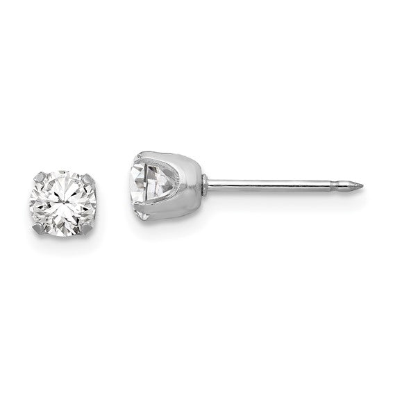 14k White Gold 4.25 mm Cubic Zirconia Inverness Stud Earrings