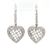 Pre-Owned 18k White Gold Diamond Heart Fashion Earrings by Dev Valencia Designer Collection