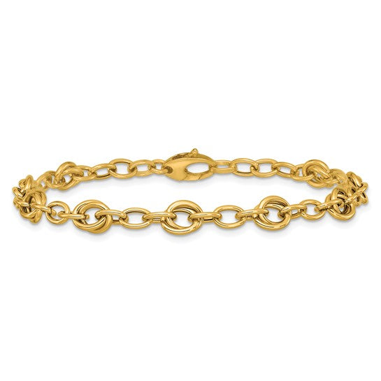 14k Yellow Gold Interlocking Circle Link Fashion Bracelet