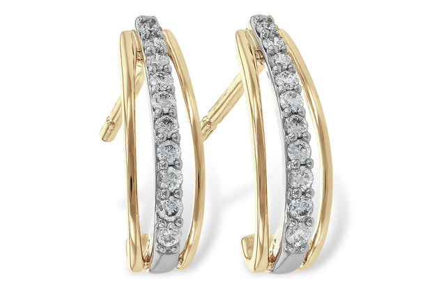 14k Two Tone Gold Diamond Fashion J Hoop Earrings by Allison Kaufman