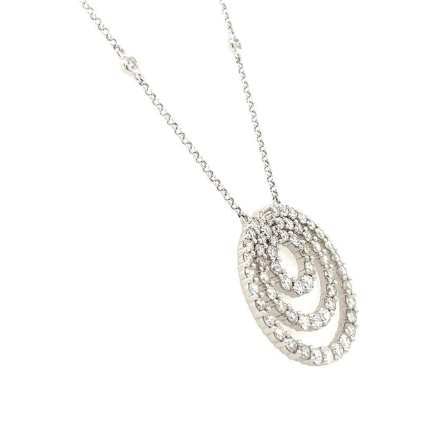18k White Gold Multi Circle Diamond Fashion Necklace