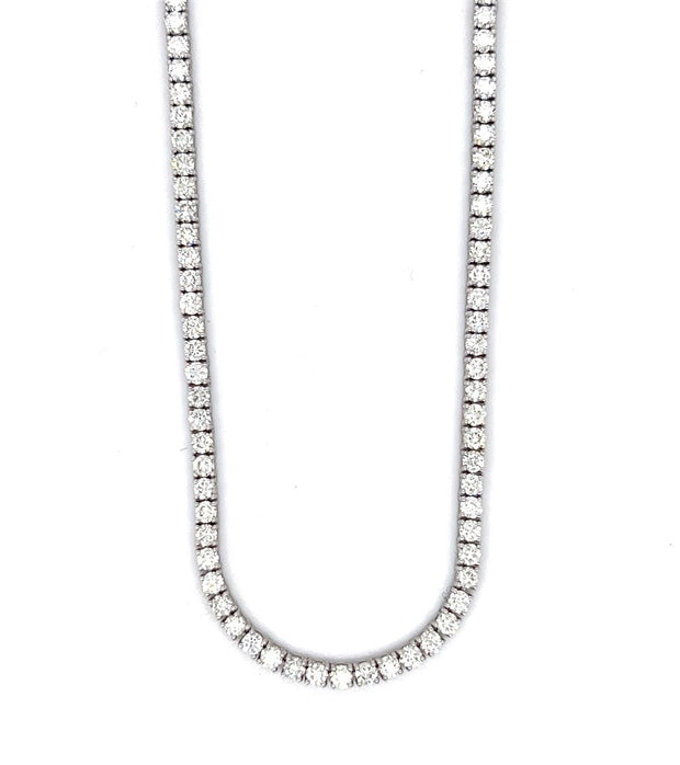 14k White Gold Straight Line 8.42 CTW Diamond Tennis Necklace