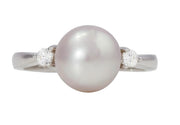 14k White Gold Akoya Cultured Pearl & Diamond Ring by Rego Designs