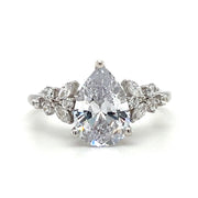 14k White Gold Pear Diamond Constellation Engagement Ring by Zeghani