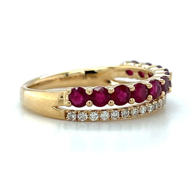 14k Yellow Gold Ruby and Diamond Fashion Band