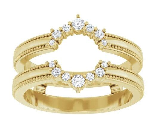 14k Yellow Gold Diamond Halo Wedding Ring Enhancer