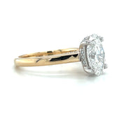 14k Two Tone Gold Oval Lab Grown Diamond Engagement Ring