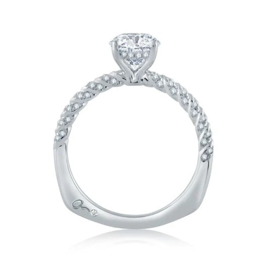 18k White Gold Contemporary Oval Diamond Engagement Ring by A. JAFFE