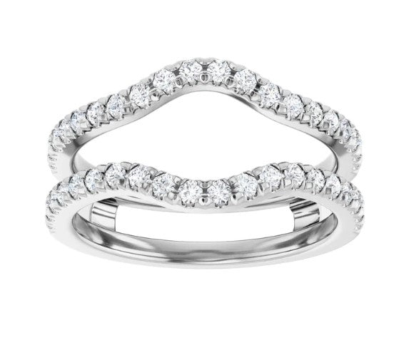 14k White Gold Classic Diamond Contour Wedding Ring Enhancer