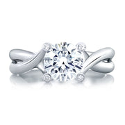 18k White Gold Urban Vine Signature Bubble Solitaire Engagement Ring by A. JAFFE