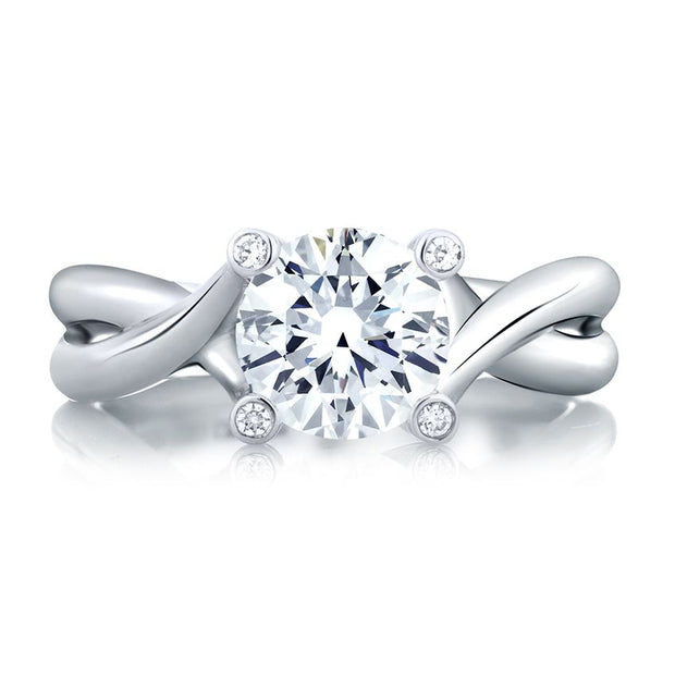 18k White Gold Urban Vine Signature Bubble Solitaire Engagement Ring by A. JAFFE