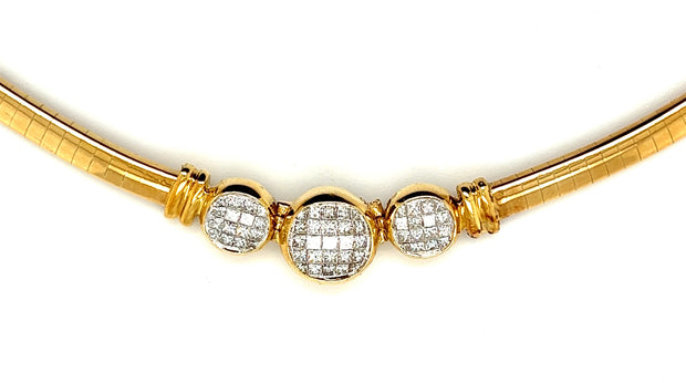 Pre-Owned 18k Yellow Gold Illusion Set Diamond Omega Necklace