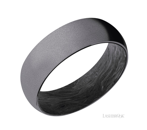 Tantalum & Forged Carbon Fiber Sleeve Wedding Band by Lashbrook Designs