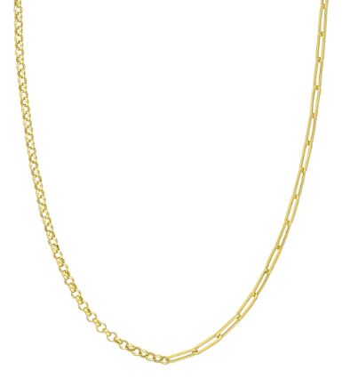 14k Yellow Gold 50/50 Paperclip + Rolo Link Chain Necklace