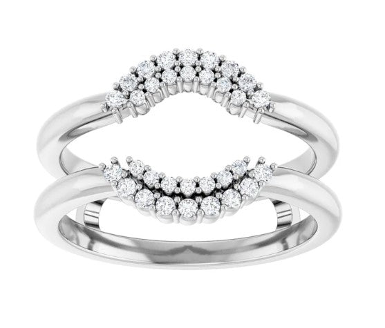14k White Gold Double Halo Diamond Contour Wedding Ring Enhancer