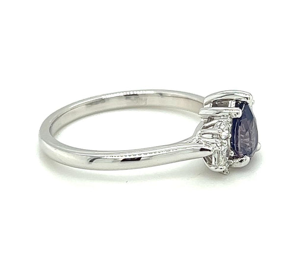 14k White Gold Lavendar Purple Spinel & Diamond Cluster Ring by IJC