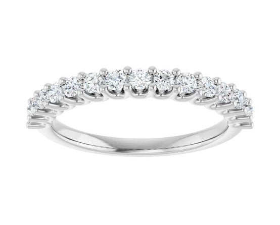 14k White Gold .50 CTW Prong Set Diamond Wedding Band