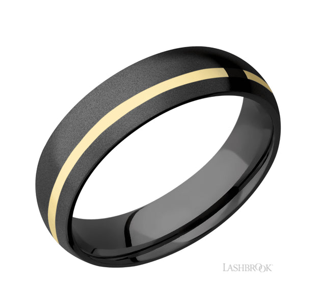 Ziroconium & 14k Yellow Gold Inlay Wedding Band by Lashbrook Designs