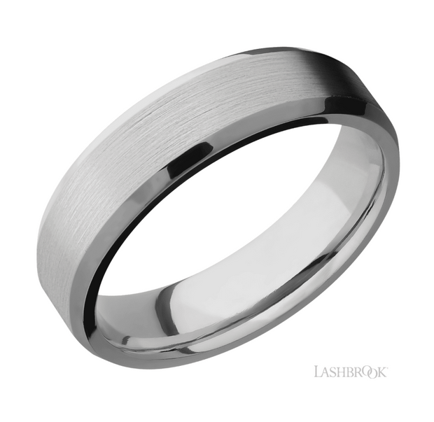 Titanium Bevel Edge Satin Finish Wedding Band by Lashbrook Designs