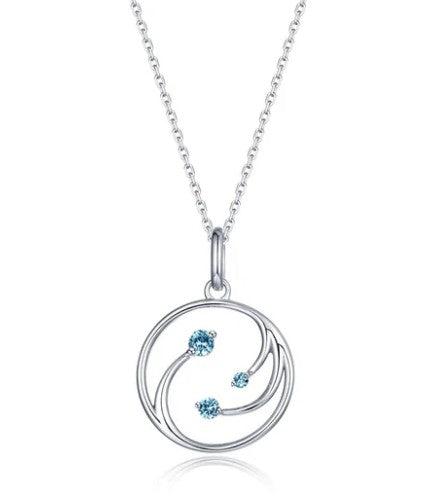 Sterling Silver Simulated Blue Topaz 'Three Wishes' Necklace by Lafonn