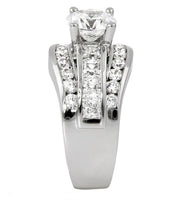 14k White Gold Channel Set Three Row Diamond Engagement Ring