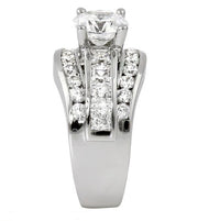 14k White Gold Channel Set Three Row Diamond Engagement Ring
