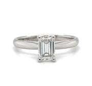 14k White Gold 1.00 CT Emerald Cut Lab Grown Diamond Solitaire Engagement Ring